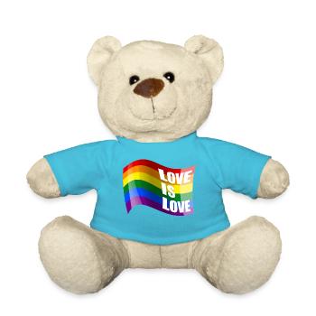 Regenbogen Liebe ist Liebe - Teddy - Atollblau - Vorne