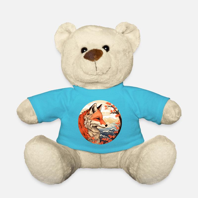 Renard parmi les pics en fleurs Automne - Nounours - bleu outremer