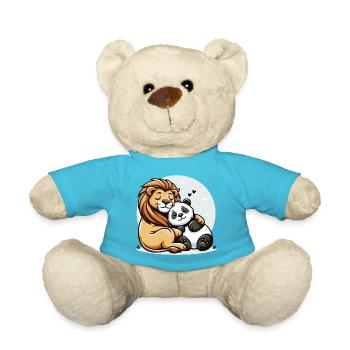 Cuddling Lion And Panda In Love - Teddy Bear - atoll blue - Front