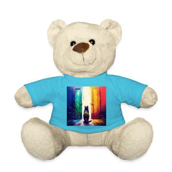 Eine Katze zwischen zwei Türen - Teddy - Atollblau - Vorne