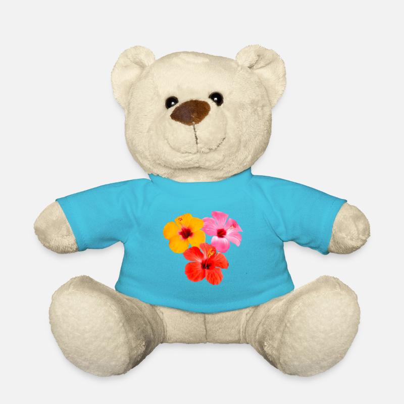 Trio d’hibiscus - Fleurs tropicales - Nounours - bleu outremer