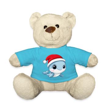 Whale Christmas Cute Cute Xmas Christmas - Teddy Bear - atoll blue - Front