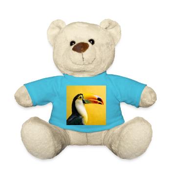Tukan-Vogel auf tropischen gelben Hintergrundfarben - Teddy - Atollblau - Vorne