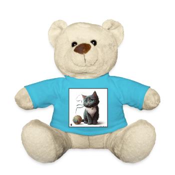 Schnurrhaare und Garn: Ein entzückendes Kätzchen mit einer Bowti - Teddy - Atollblau - Vorne