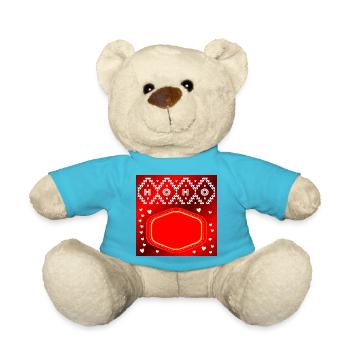 DESIGN YOUR OWN CHRISTMAS NAME BADGE - Teddy Bear - atoll blue - Front