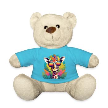 Vibrant Jungle Giraffe with Sunglasses - Teddy Bear - atoll blue - Front