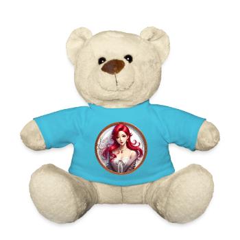 Roter Haar Glamour im Rundbild - Teddy - Atollblau - Vorne