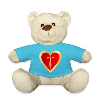 BIKE LOVE CYCLIST HEART - Teddy Bear - atoll blue - Front