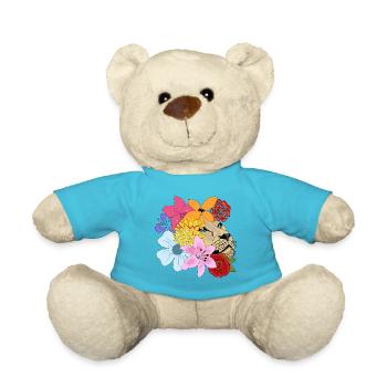Lioness with flowers - Teddy Bear - atoll blue - Front