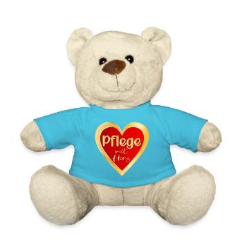 PFLEGE MIT HERZ - PFLEGEBERUFE GESUNDHEIT - Teddy - Atollblau - Vorne
