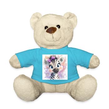 Zebra Motif for Girls – Cute Design for Kids - Teddy Bear - atoll blue - Front