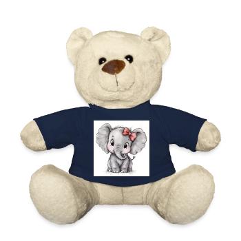Éléphant pour les filles - Design mignon pour les vêtements - Nounours - bleu marine - Devant