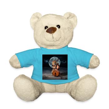 Leo joue de la contrebasse sur la lune contrebassiste - Nounours - bleu outremer - Devant