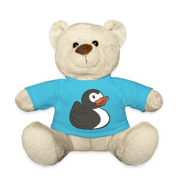 Bath Duck Penguins Love squeaky Duck - Teddy Bear - atoll blue - Front