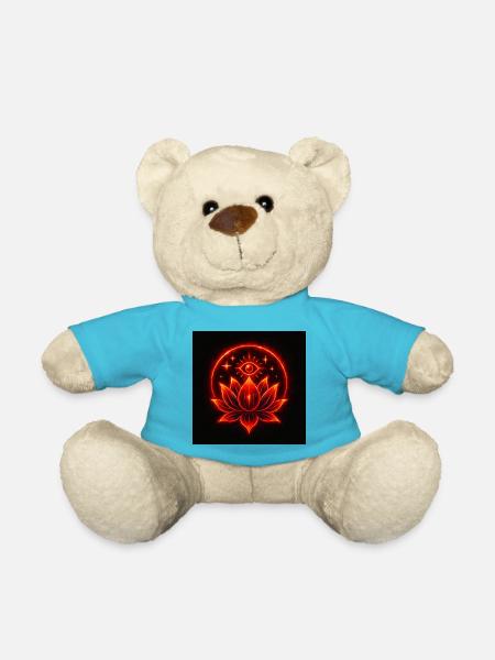 Cosmic Bloom – Spiritual Lotus Mandala Eye - Teddy Bear - atoll blue