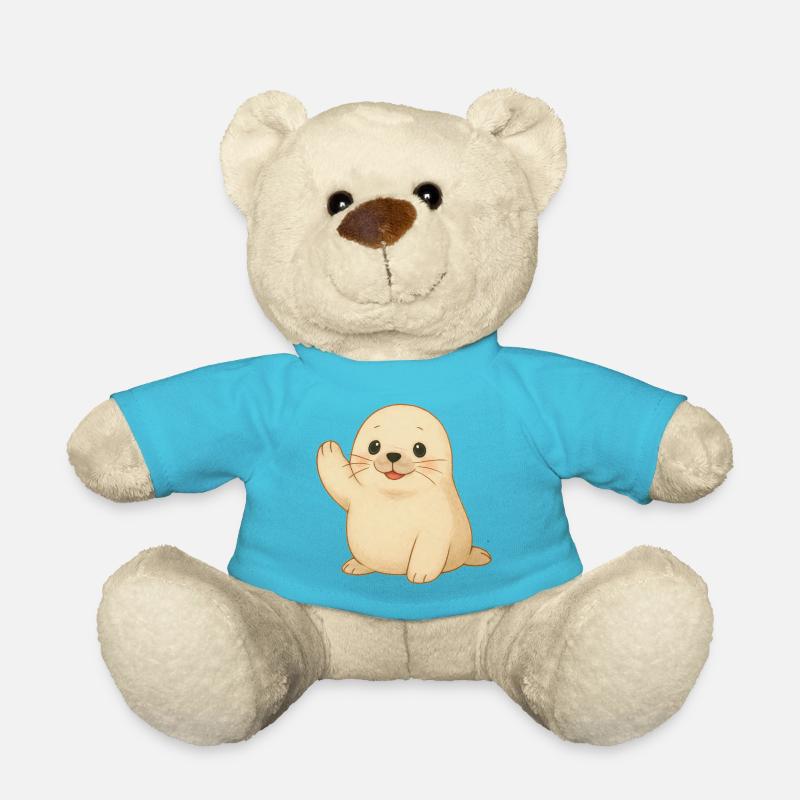 Kleine winkende Robbe - Teddy - Atollblau