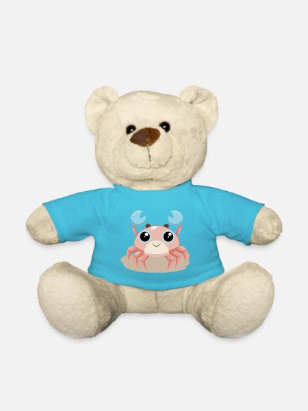 Glückliches Krebsbaby am Strand (v02) - Teddy - Atollblau