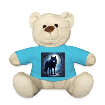 Power Animal Black Wolf - Teddy Bear - atoll blue - Front