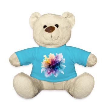 Farbexplosion: Abstrakter Aquarell-Farbrausch - Teddy - Atollblau - Vorne