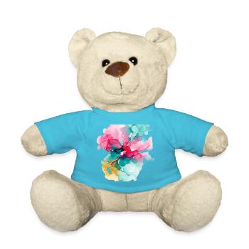Abstract Watercolor Bloom: Vivid Color Explosion - Teddy Bear - atoll blue - Front