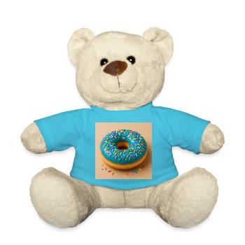 Donut mit Blauem Zuckerguss - Teddy - Atollblau - Vorne