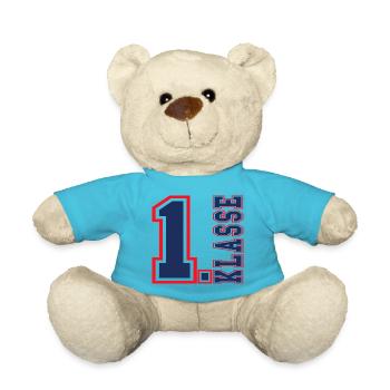 1. KLASSE Einschulung Schulkind Schulstart - Teddy - Atollblau - Vorne