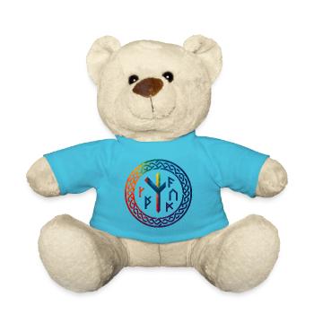 WPAP Polygon Stil - mythischer Runenring - Teddy - Atollblau - Vorne