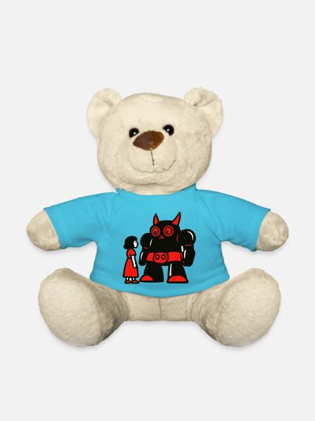 Girl and Robot - Teddy Bear - atoll blue