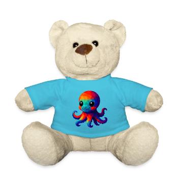 WPAP Polygon Kawaii Stil Tintenfisch Tiere - Teddy - Atollblau - Vorne