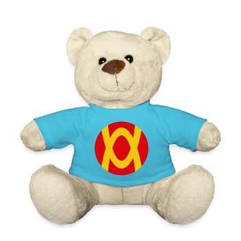 Abstraktes Farbenspiel mit Rot-Gelb Kontrast - Teddy - Atollblau - Vorne
