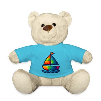 WPAP Polygon Voilier pour bébé de style kawaii - Nounours - bleu outremer - Devant