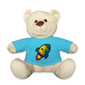 WPAP Polygon Kawaii Stil Baby Spielzeug Rakete - Teddy - Atollblau - Vorne