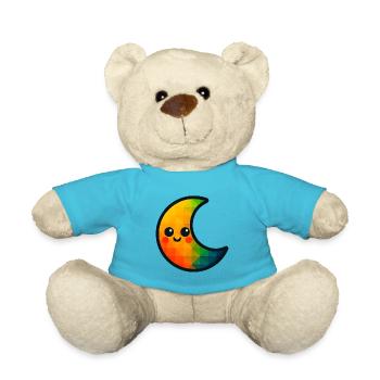 WPAP Polygon Kawaii Style Baby Toy Crescent Moon - Teddy Bear - atoll blue - Front