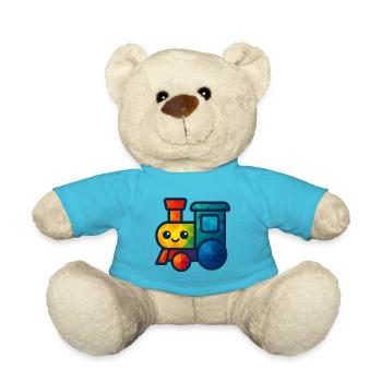 WPAP Polygon Kawaii Stil Baby Spielzeug Lokomotive - Teddy - Atollblau - Vorne