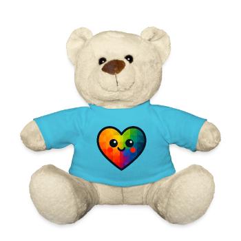 WPAP Polygon Kawaii Stil Baby Spielzeug Herz - Teddy - Atollblau - Vorne