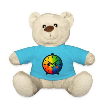 WPAP Polygon Kawaii Stil Baby Spielzeug Uhr - Teddy - Atollblau - Vorne