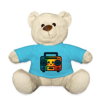 WPAP Polygon Kawaii Stil Spielzeug Kassetten-Deck - Teddy - Atollblau - Vorne