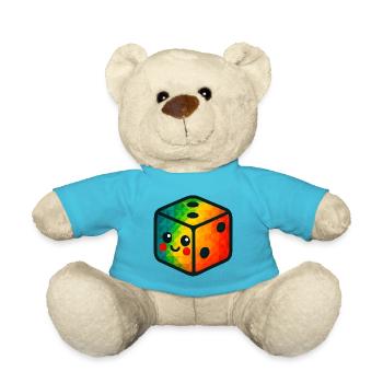 WPAP Polygon Kawaii Style Baby Toy Cube - Teddy Bear - atoll blue - Front