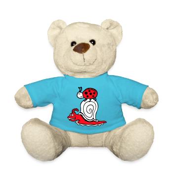 Snail 2 Friends Ladybug Fast Team Cute - Teddy Bear - atoll blue - Front