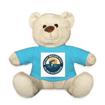 Dicton d’eau avec poisson et coucher de soleil - Nounours - bleu outremer - Devant
