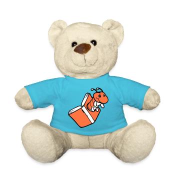 bookworm caterpillar nerd book hole geek worm read - Teddy Bear - atoll blue - Front