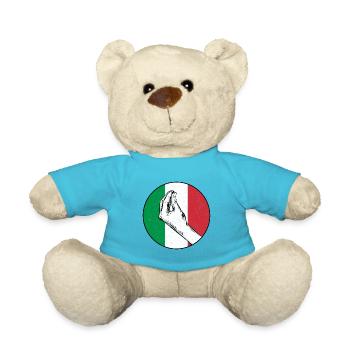 Italian Hand Gesture Italy Italian Retro - Teddy Bear - atoll blue - Front