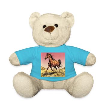 Imprimé dynamique cheval sauvage - Nounours - bleu outremer - Devant