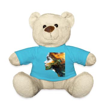 Fluidkunst Gesichtsmotiv - Teddy - Atollblau - Vorne