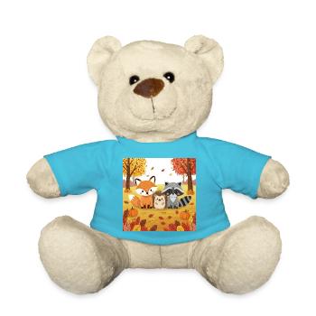 Herbstliche Waldtiere Illustration - Teddy - Atollblau - Vorne