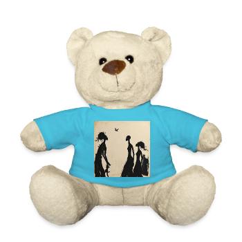 Feminine Silhouettes and Minimalist Bird - Teddy Bear - atoll blue - Front