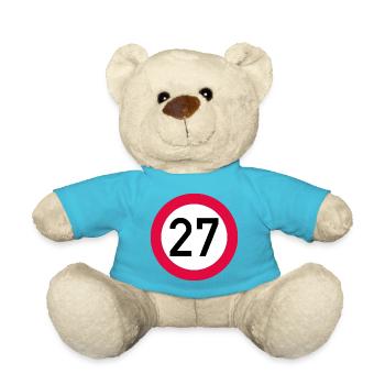 27. Geburtstag Achtung! Verkehrsschild 27 Km/h - Teddy - Atollblau - Vorne