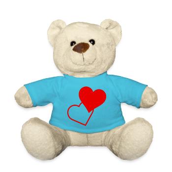 Rote Herzen - Teddy - Atollblau - Vorne