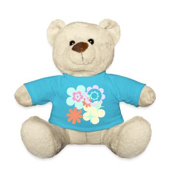 Blossom Pop Retro Pattern - Teddy Bear - atoll blue - Front
