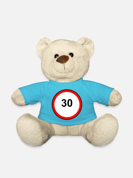 Tempo 30 Sign Pattern - Teddy Bear - atoll blue